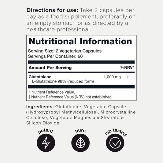 Ultra High Strength Glutathione Capsules - 1000Mg Concentrated Formula110 Grams