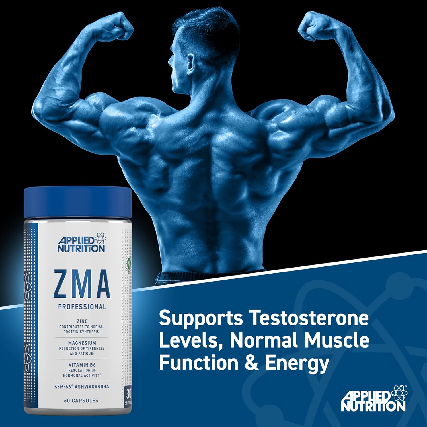 Applied Nutrition ZMA - Zinc, Magnesium, Vitamin B6 with Added KSM-66,