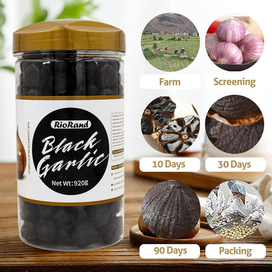 Riorand Black Garlic 920G/2.02 Lbs Whole Peeled Black Garlic Aged For 2.02 Pounds