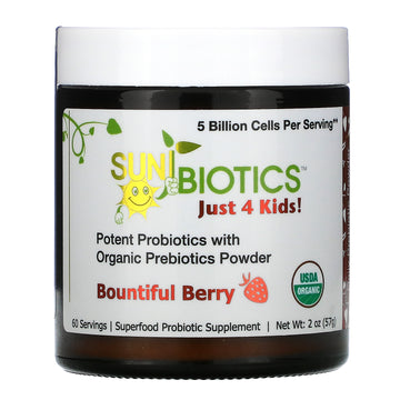 Sunbiotics, Just 4 Kids! Potent Probiotics With Organic Prebiotics Powder, Bountiful Berry, 5 Billion