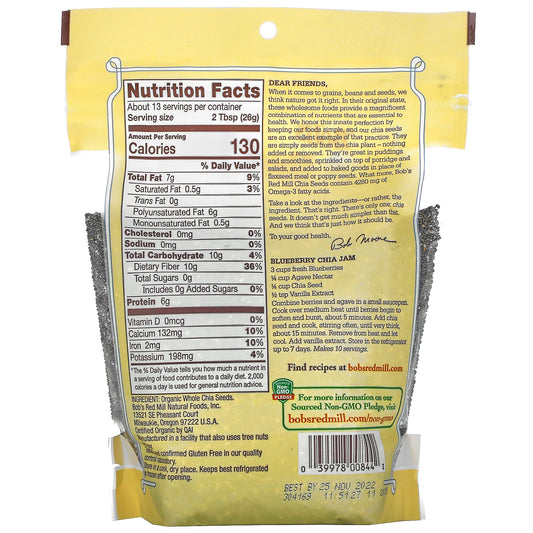 Bob'S Red Mill, Organic Whole Chia Seeds (340 G)