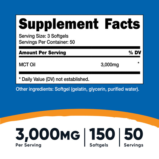 Nutricost Mct Oil Softgels 1000Mg (3000Mg Serv)