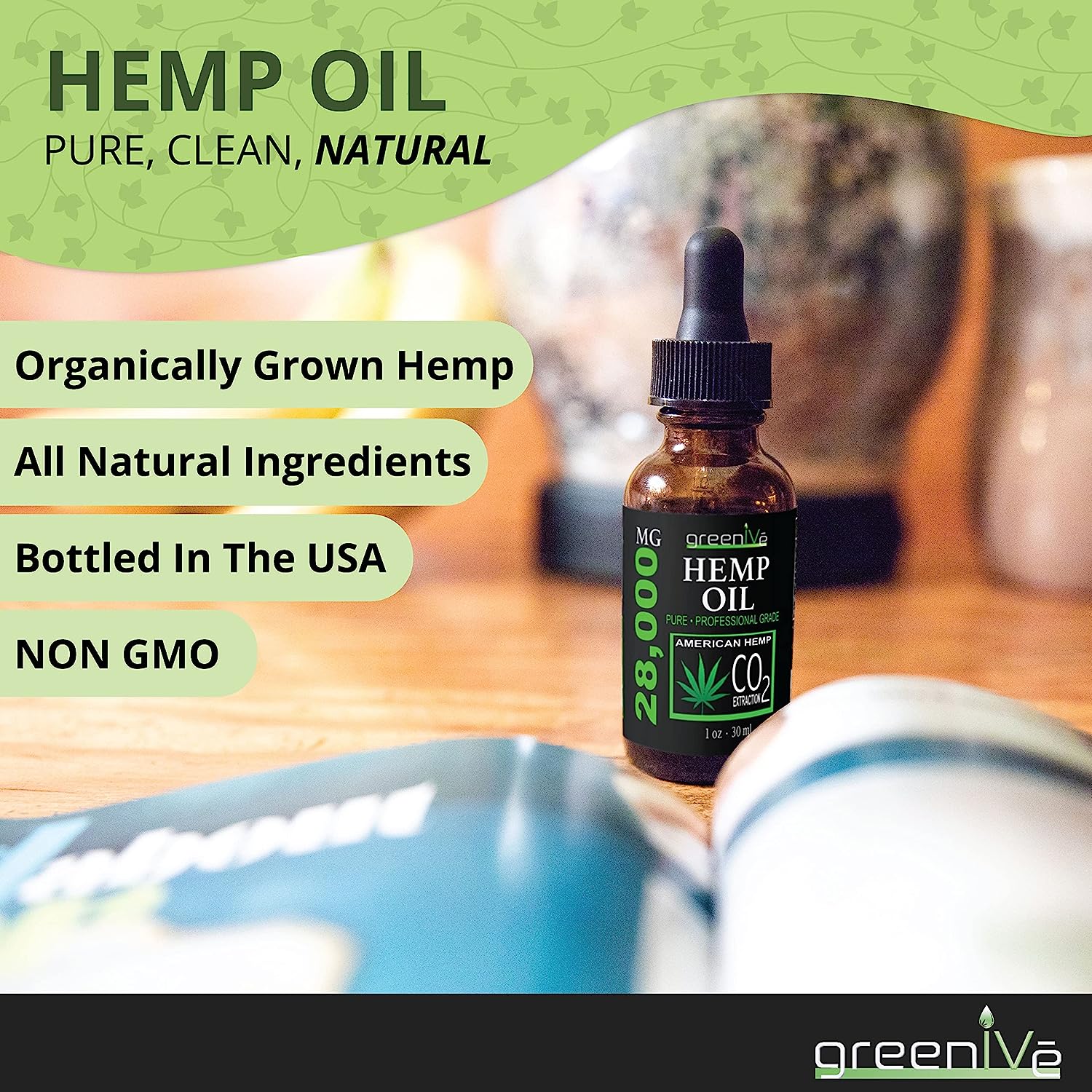 GreenIVe 28,000mg Hemp Oil with Vegan Omegas C02 Extraction