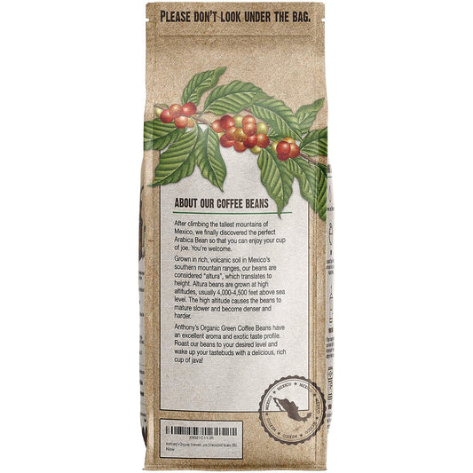 Anthony'S Organic Unroasted Whole Green Coffee Beans,  Mexican Altura Arabica Beans, Raw, Batch Tested And Gluten Free