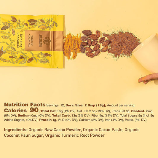 Elements Truffles Dark Hot Chocolate Variety Pack - Turmeric & Ashwagandha- Heavy Metal Tested- Handmade Dark Hot Chocolate Mix W/Raw, Organic Cacao Powder - Vegan Hot Cocoa Mix, Pack Of 2