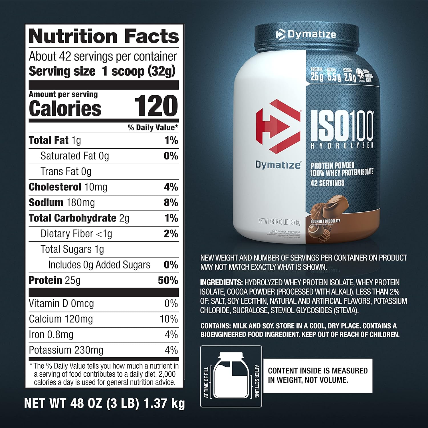 Dymatize ISO100 Hydrolyzed Protein Powder, 100% Whey Isolate Protein,