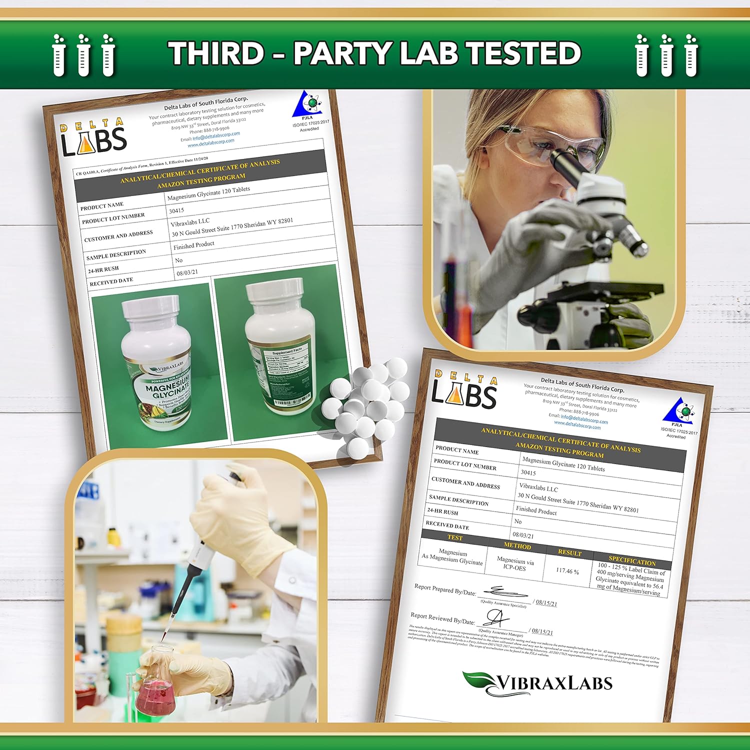 VibraxLabs Magnesium Glycinate Supplement, 400mg, for Men &