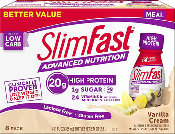 Slimfast Advanced Nutrition High Protein Meal Replacement Shake, Vanilla Cream, 20G Of Ready To Drink Protein, 11 Fl. Oz