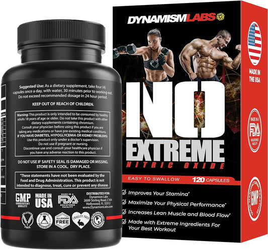 Dynamism Labs No Extreme Pre-Workout | Nitric Oxide Performance Supplement With Akg, Okg, Vitamin B6, Vitamin B12, Green
