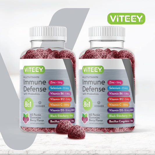 8 In 1 Immune Support Booster Pectin Gummies With Probiotics - Vitamin Dietary Supplement - Multivitamin Immune Defense