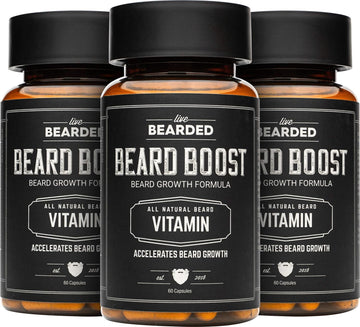 Live Bearded: Beard Boost - Beard Hair Growth Multivitamins With Bioti