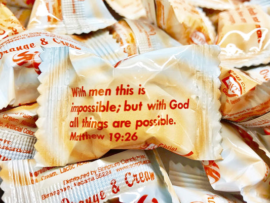 Scripture Candy, Orange And Cream Hard Candy 5.5 Ounce Bag, 25 Pieces