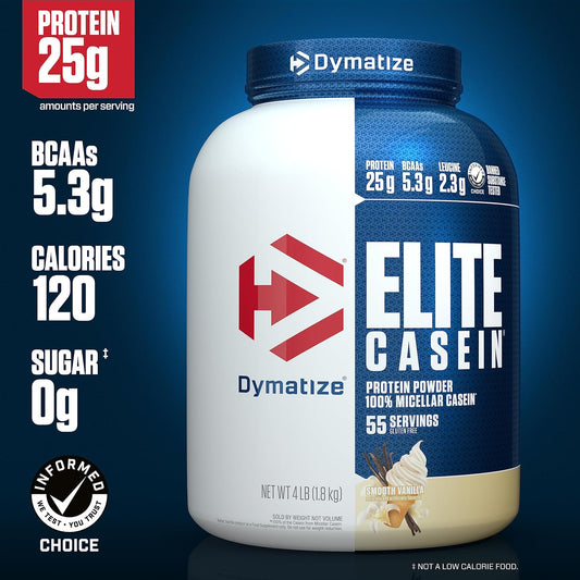 Dymatize Elite Casein Protein Powder, Slow Absorbing With Muscle Build
