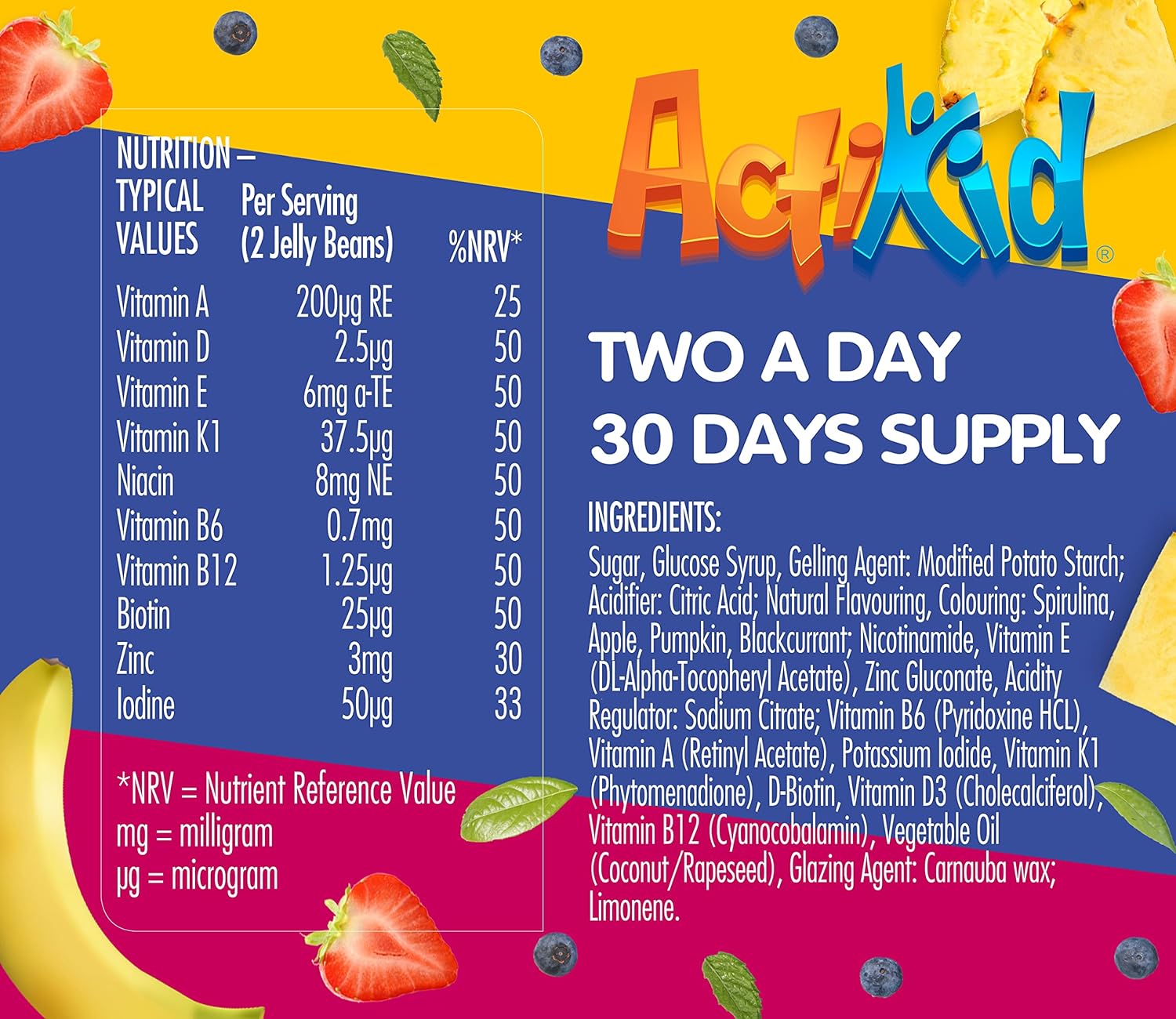 ActiKid Magic Beans 60x Mixed Fruit Flavour | Kids Vitamins | Kids Mul