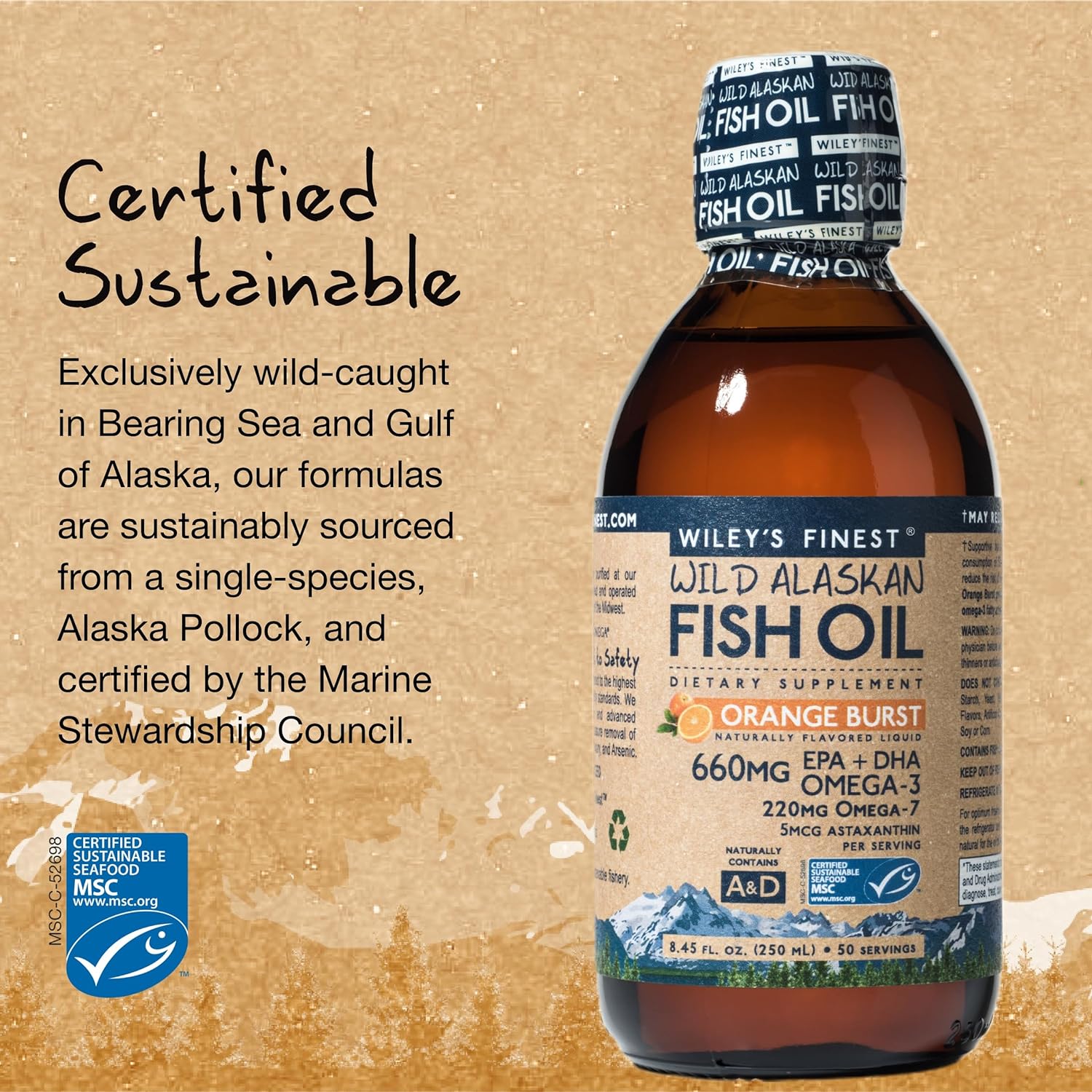 Wiley's Finest Wild Alaskan Fish Oil Orange Burst - Liquid