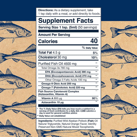 Wiley's Finest Wild Alaskan Fish Oil Orange Burst - Liquid Omega-3 Fish Oil Supplement - 660mg EPA and DHA Holistic Supp