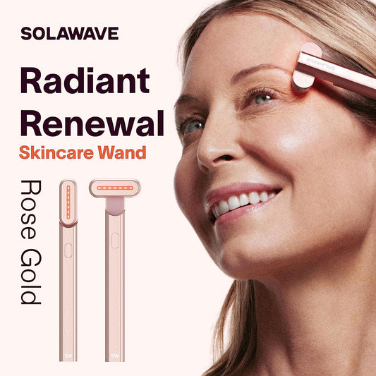 Solawave 4-in-1 Radiant Renewal Wand, Face Skincare Wand with Facial Massager, Facial Wand (Rose Gold)