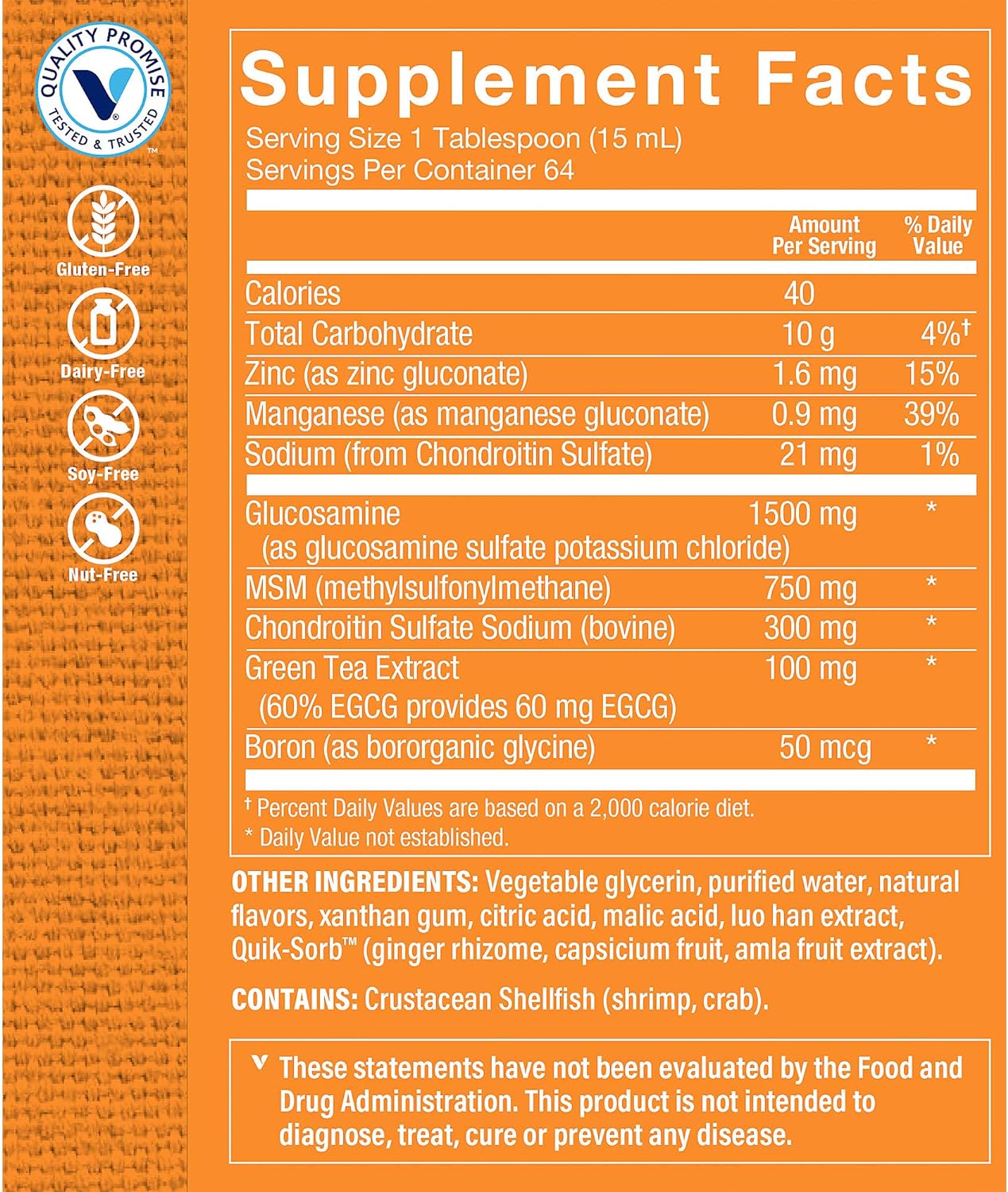 The Vitamin Shoppe Liquid Glucosamine & Chondroitin with MSM
