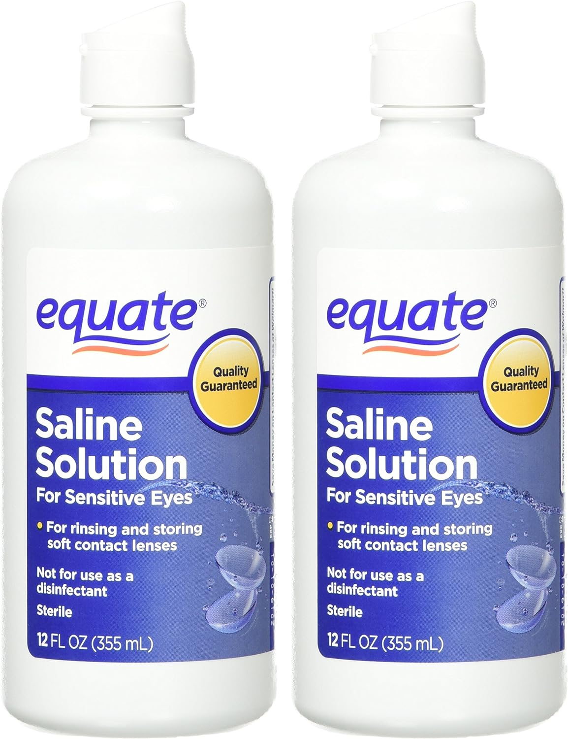 Equate Contact Lens Saline Solution for Sensitive Eyes, Twin Pack, 12
