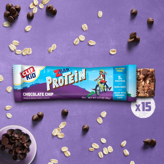 Clif Kid Zbar Protein - Chocolate Chip - Crispy Whole Grain Snack Bars1.27 Ounces