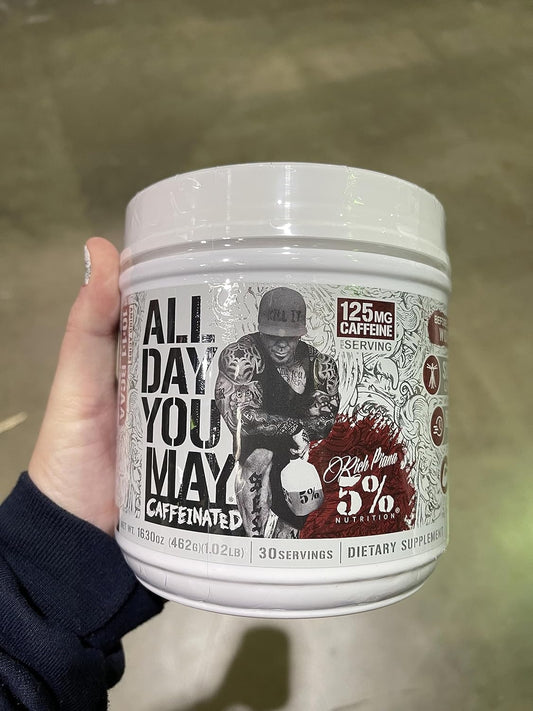 5% Nutrition Rich Piana 2-Stack | Alldayyoumay Caffeinated + Fasf | Bc