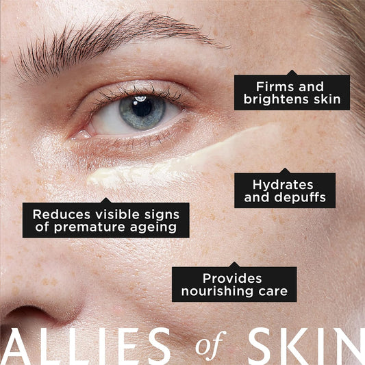 Allies of Skin Peptides & Omegas Firming Eye Cream: Vitamin C, Bakuchiol, Ceramide. For Dark Circles, Wrinkles & Puffiness. Anti-Aging. Firms & Brightens Under Eye Area 0.5  / 15 ml