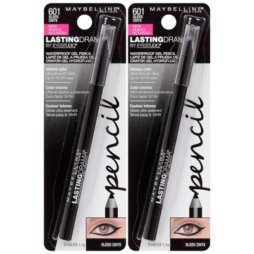 Maybelline New York Eyestudio Lasting Drama Waterproof Gel Pencil Makeup, Sleek Onyx, 2 Count
