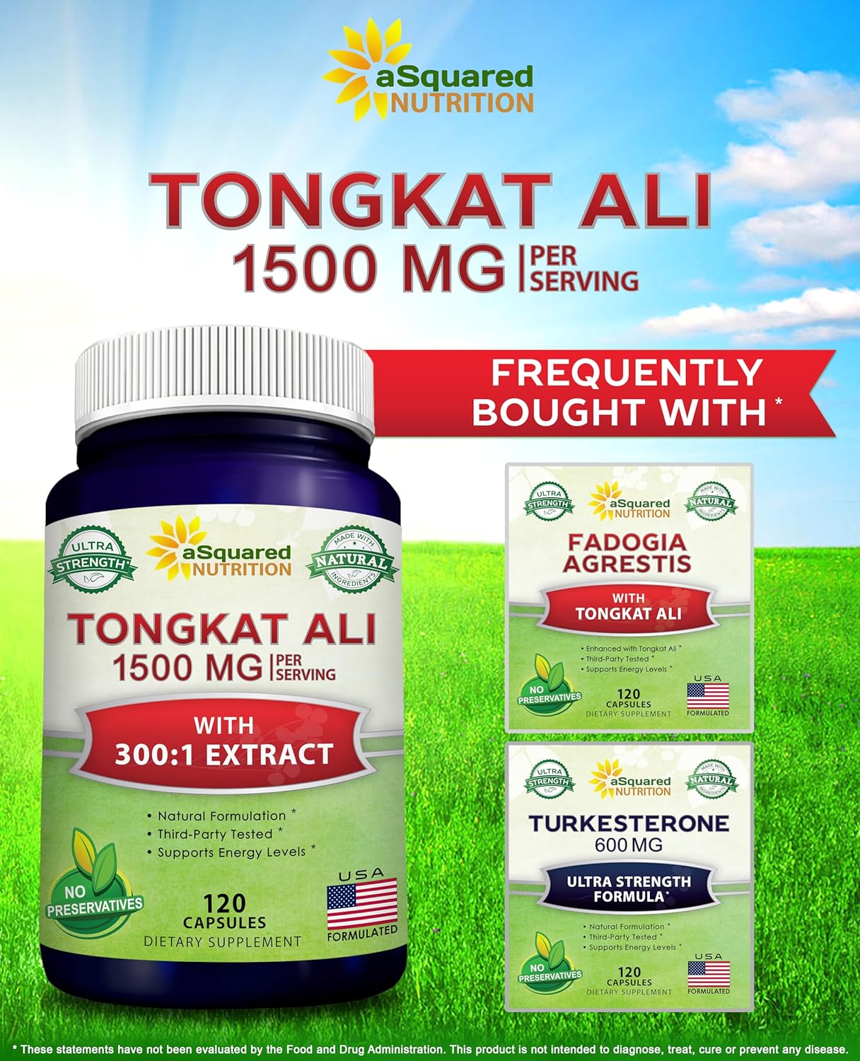 aSquared Nutrition Tongkat Ali 1500mg - 120 Capsules - Long