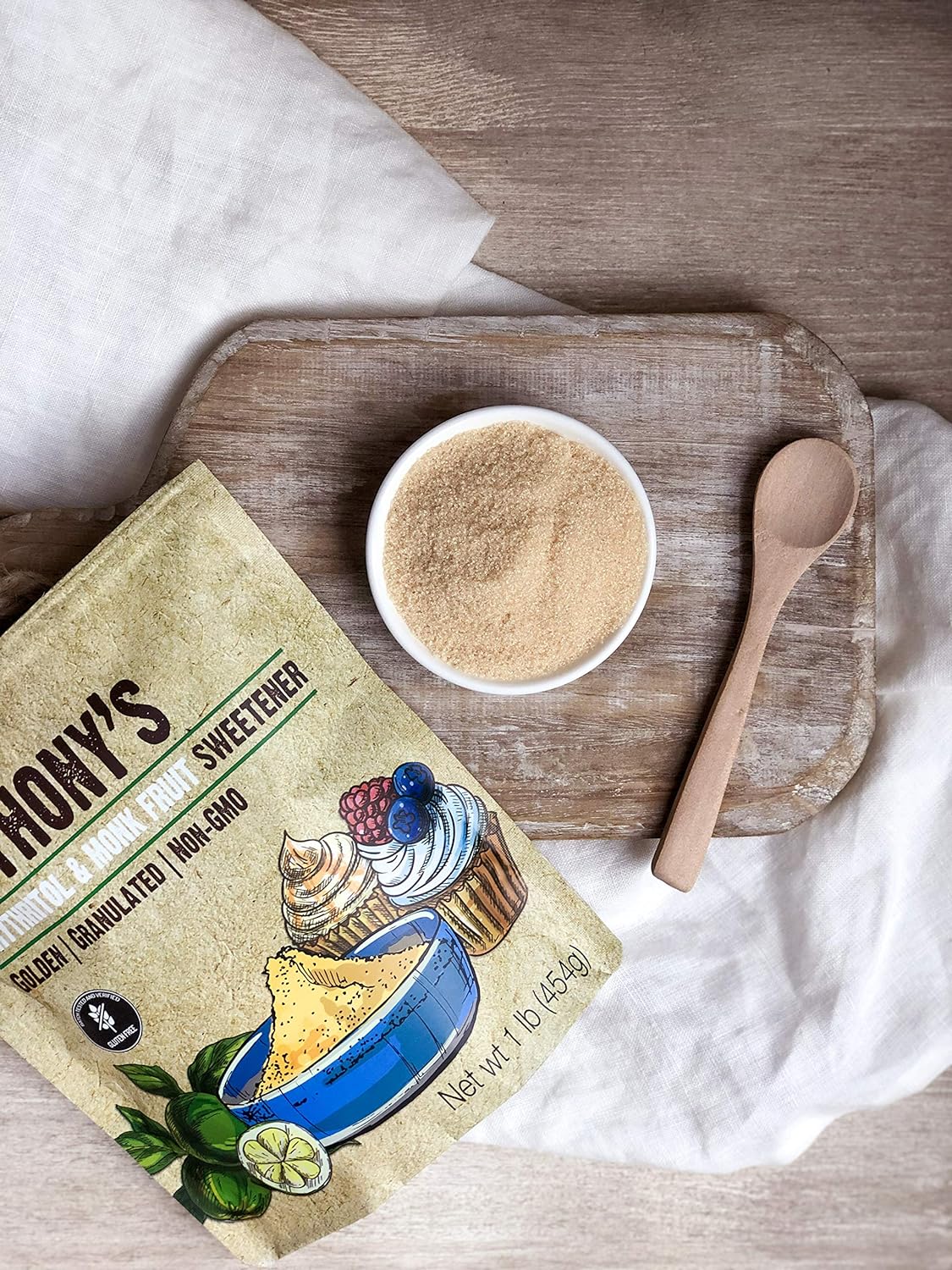 Anthony's Erythritol and Monk Fruit Sweetener Golden, 1 lb,