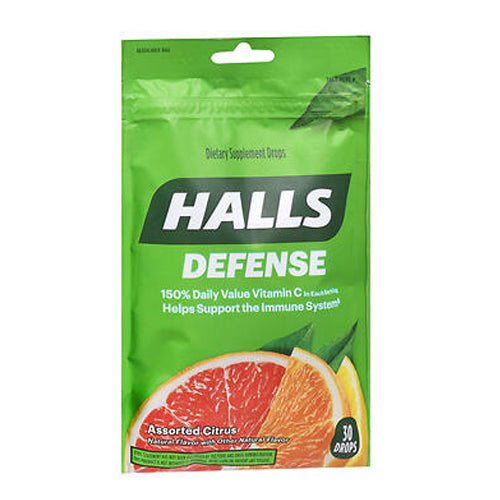 Halls Defense Vitamin C Supplement Drops Assorted Citrus 30