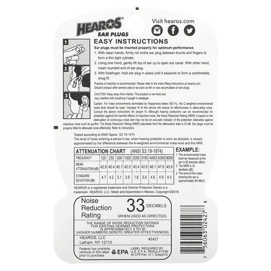 Hearos, Ear Plugs, Xtreme Protection
