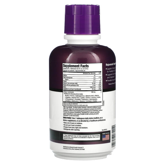 Rejuvicare, Collagen Beauty Formula, Liquid Collagen Complex, Healthy Hair, Skin & Nails, Grape