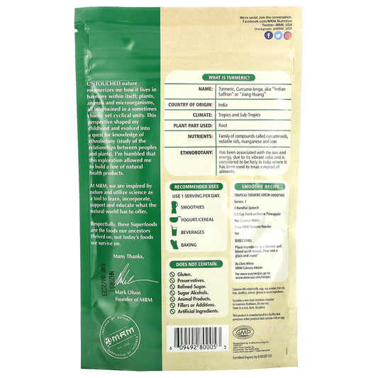 Mrm, Raw Organic Turmeric Root Powder