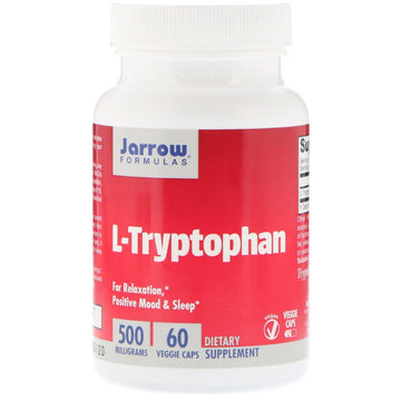 Jarrow Formulas L-Tryptophan, 500 Mg Dietary Supplement For Stress, Sleep, And Mood Support, 60 Capsules, 60 Day Supply