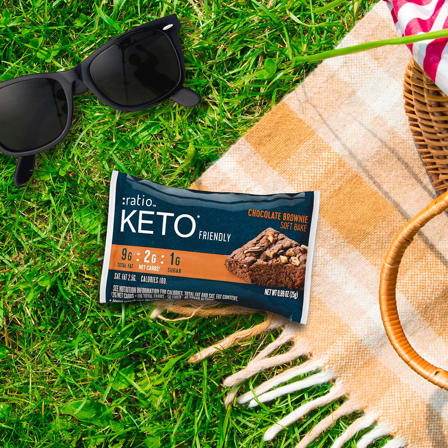 ratio KETO Friendly Soft Baked Bars, Chocolate Brownie, Keto