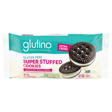 Glutino Gluten-Free Super Stuffed Chocolate Vanilla Creme Cookies, 18 Ct