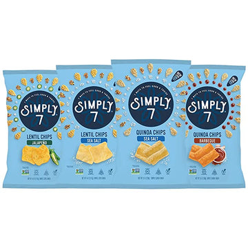 Simply 7 Quinoa And Lentil Chips - Non-Gmo, Gluten Free, Kosher, Nut Free, Vegetarian, Plant-Based, Cholesterol Free - Variety Pack, And Bags, 4Pk