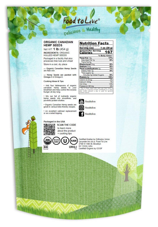 Canadian Organic Hemp Seeds, Raw, Hulled, Kosher – By Food To Live