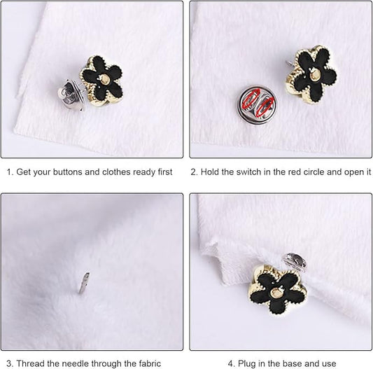 Women’s Brooch Pins for Shirts and Dresses – No-Sew Invisible Safety Buttons to Prevent Gaping – Reusable Button Pins for Cardigans, Kurtis, Tops – Pack of 30