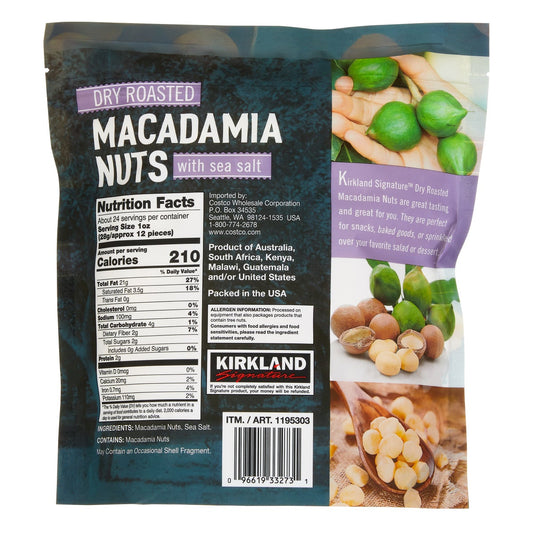 Kirkland Signatures Dry Roasted Macadamia Nuts with Sea Salt 24 Oz.