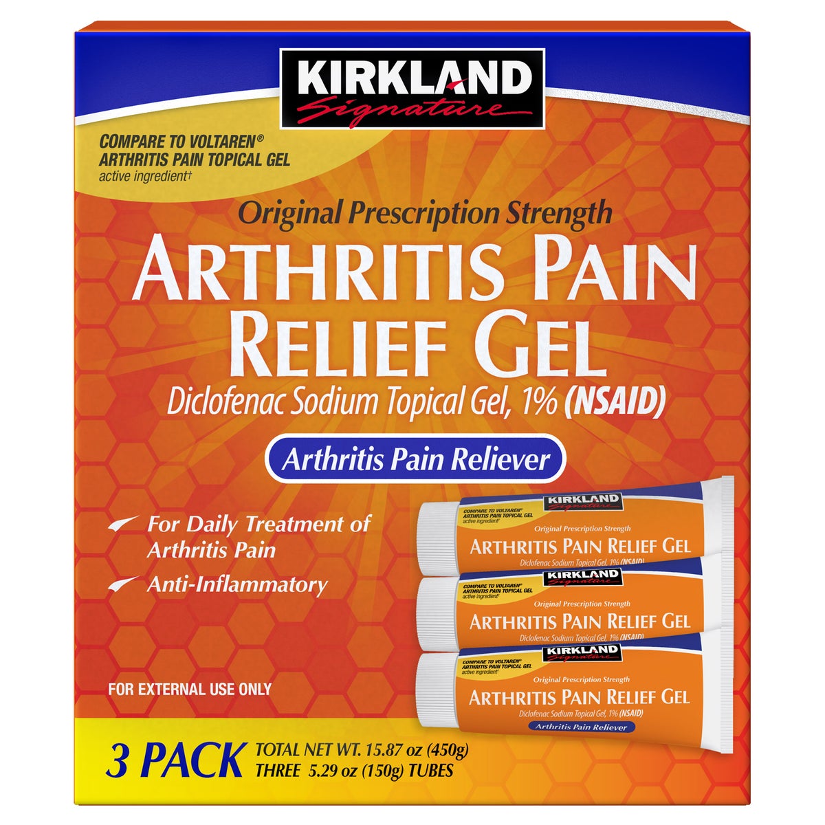 Kirkland Signature Arthritis Pain Relief Gel, Diclofenac Sodium Topical Gel 1%