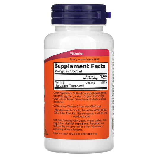 NOW Foods, E-400 with Mixed Tocopherols, 268 mg (400 IU)