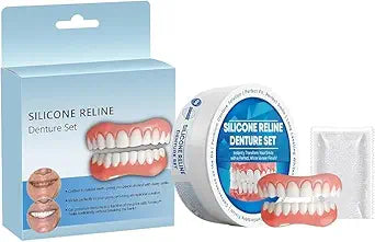 Silicone Denture Reline Kit – Easy DIY Soft Silicone Denture Reliner for Upper & Lower Dentures, Comfortable, Long-Lasting Cushion