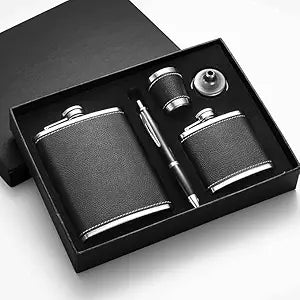 2 Stainless Steel Hip Flasks – Premium Portable Pocket Flagon Set with Funnel & Wine Glass – Outdoor High-End Travel Set