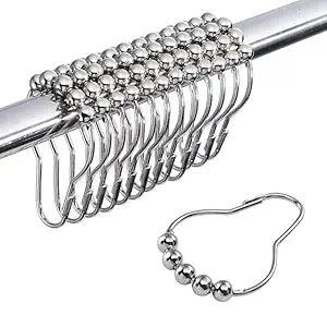 Stainless Steel Shower Curtain Hooks –Rust-Resistant Rings for Bathroom Rods & Curtains(12-Pack)