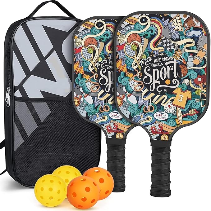 Pickleball Paddle Set – 2 Racquets, 4 Balls, Edge Guard & Storage Bag