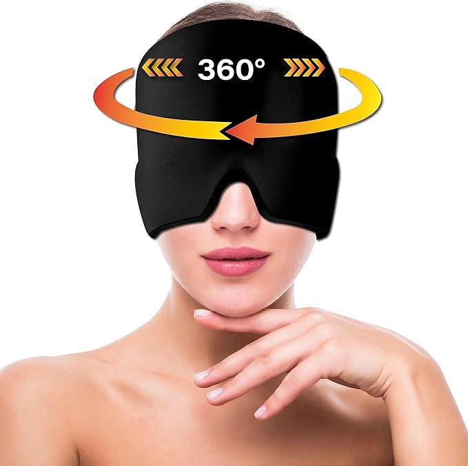 Migraine Relief Cap – Hot & Cold Gel Therapy Hat for Headaches, Sinus Pressure & Tension – Reusable Migraine Cap for Men & Women – Black