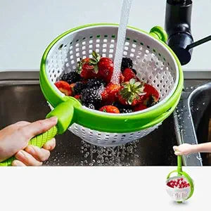 Salad Spinner with Collapsible Handle – Vegetable Spinner & Drain Basket | Lettuce Spinner Colander for Quick & Easy Salad Prep