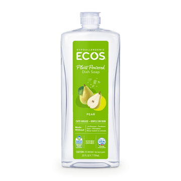 ECOS Dish Soap - Cuts Grease & Food Residue - No Harsh Chemicals - Hypoallergenic for Sensitive Skin - Biodegradable Formula, Recyclable Sustainable Liquid Dishwashing Soap - Natural Pear