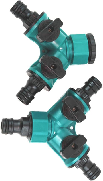 2-Way Garden Hose Splitter – Heavy-Duty Y Adapter with Rubber Grip Handle, DarkGreen (2pcs)